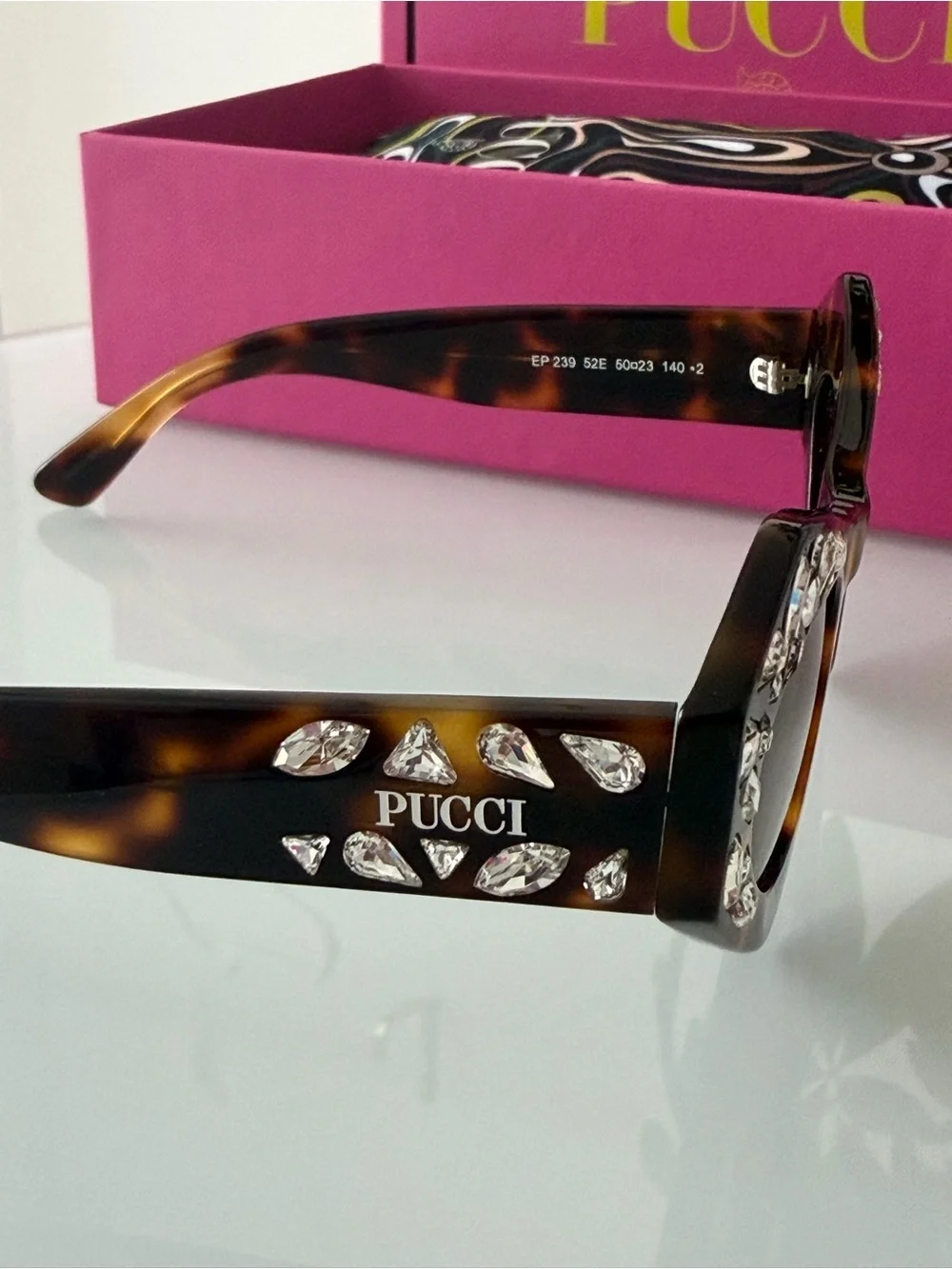 Pucci cat eye brown tortoise rhinestone sunglasses